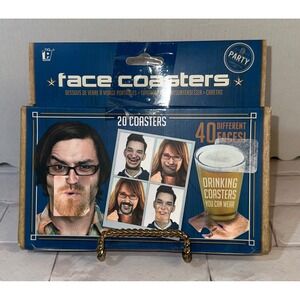 Paladone Face Coasters 20 Pack 40 Funny Faces Wearable Drinking Coasters